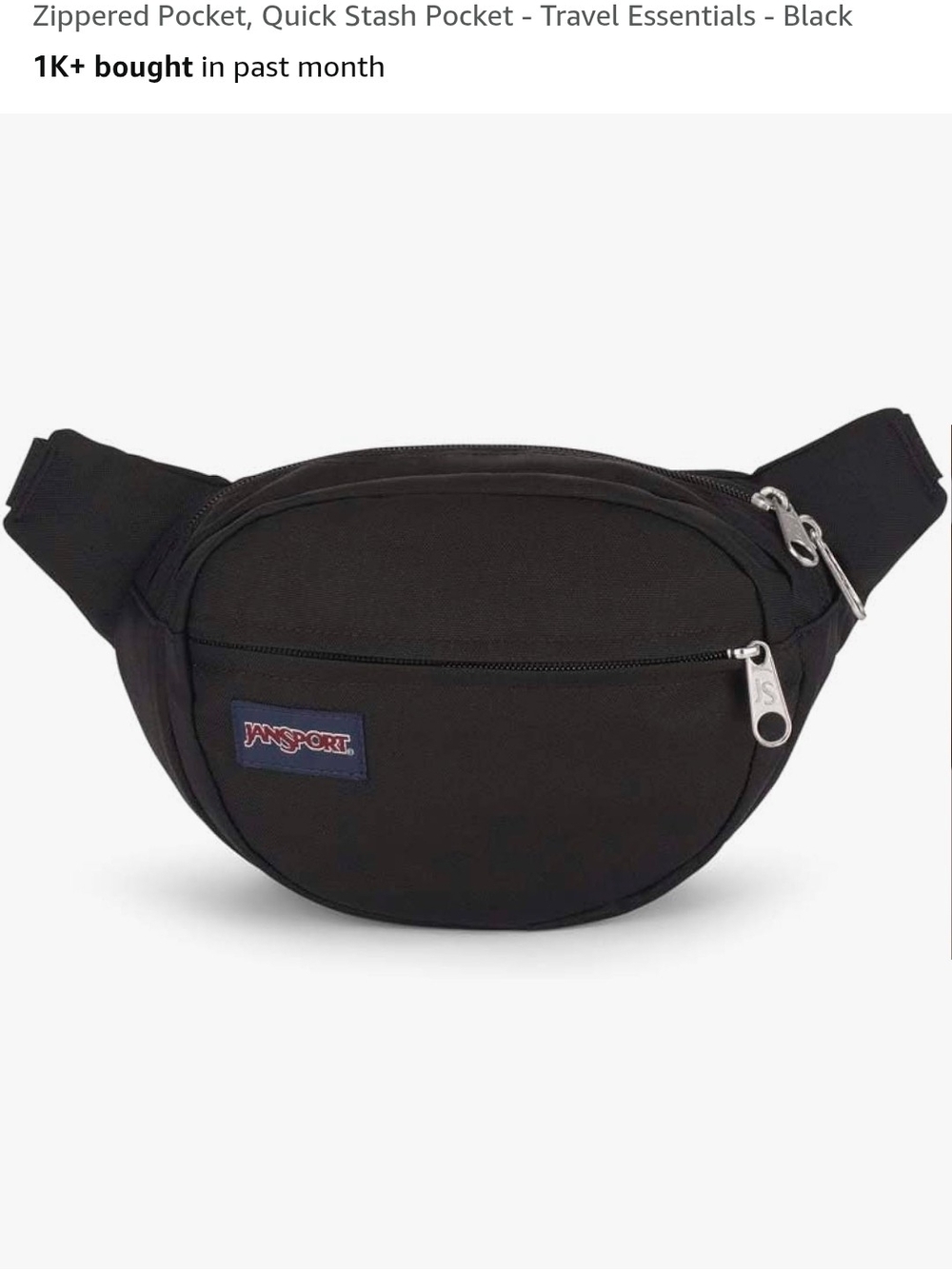 JanSport Black Waist Pack - Classic Black Fanny Pack